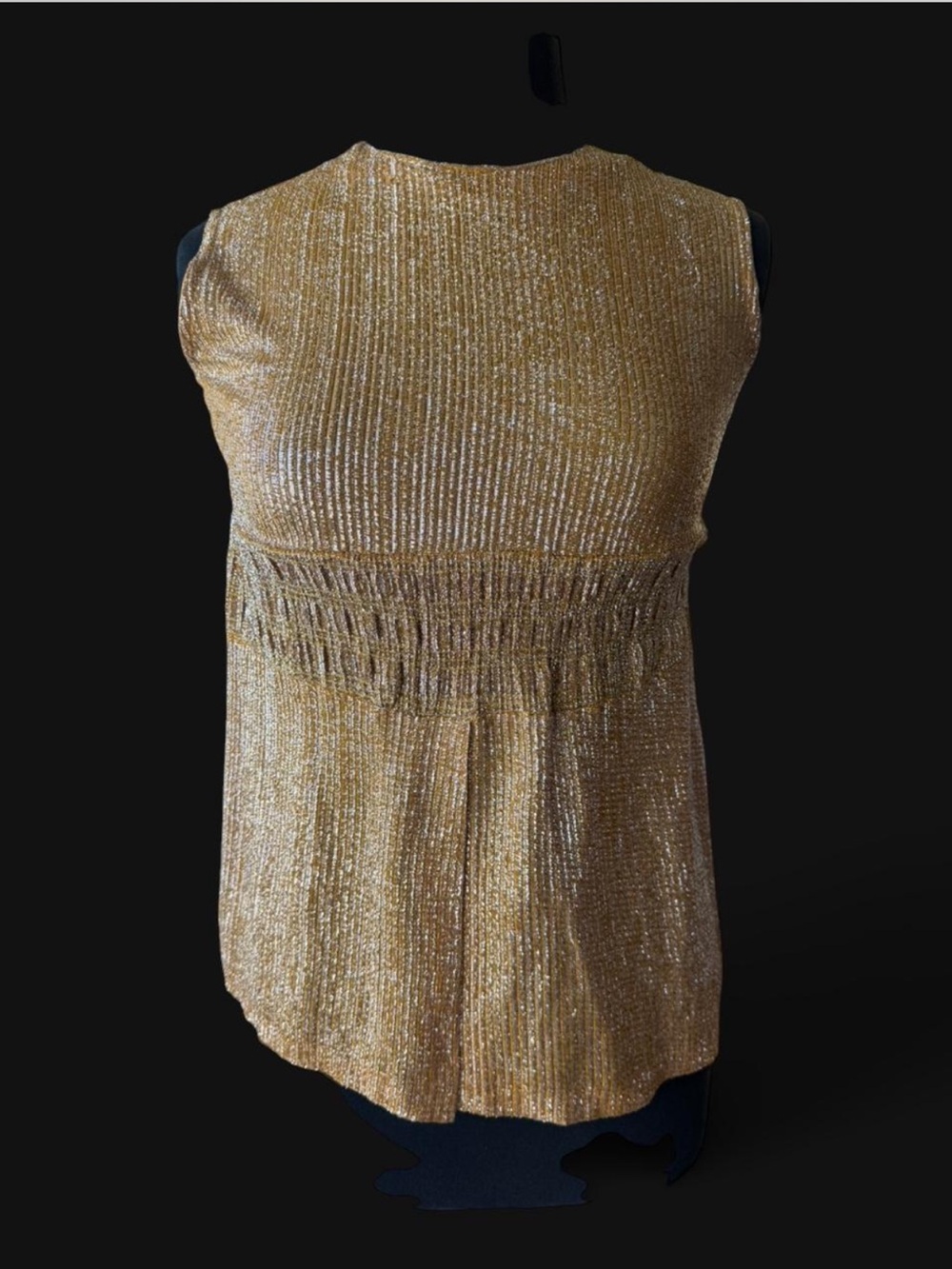 True Vintage Sleeveless Metallic Gold Empire Waist Party Top - Women